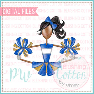 CHEERLEADER AFRICAN AMERICAN BLUE AND GOLD DESIGN   BCPW