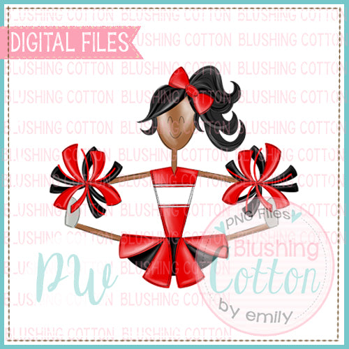 CHEERLEADER AFRICAN AMERICAN RED AND BLACK   BCPW
