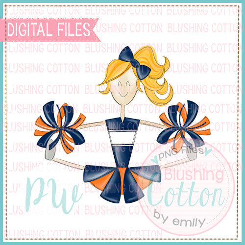 CHEERLEADER BLONDE HAIR NAVY AND ORANGE   BCPW