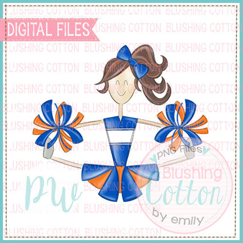 CHEERLEADER BRUNETTE WITH BLUE AND ORANGE UNIFORM   BCPW