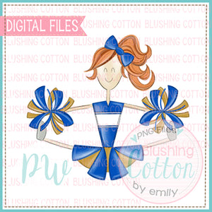 CHEERLEADER RED HAIR BLUE AND GOLD DESIGN   BCPW