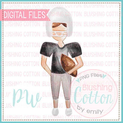 FOOTBALL PLAYER BLACK AND WHITE UNIFORM DESIGN WATERCOLOR PNG BCPW