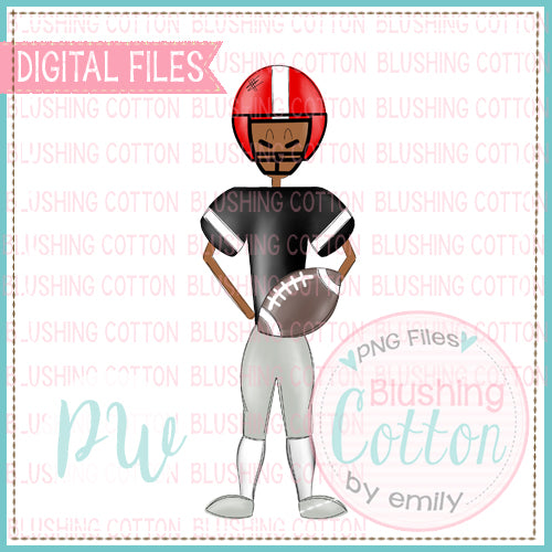 FOOTBALL PLAYER AFRICAN AMERICAN BLACK AND RED   BCPW