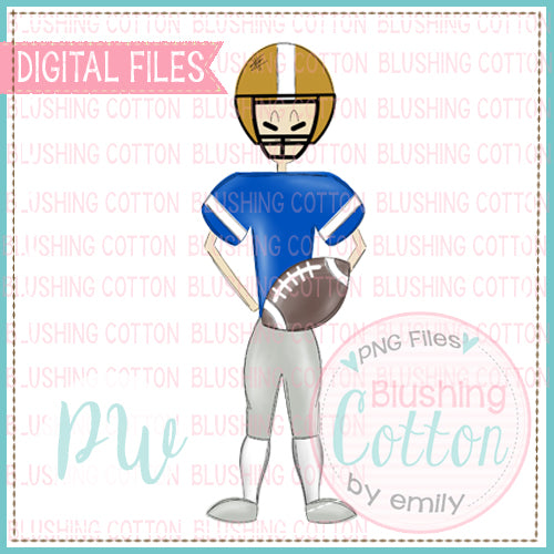 FOOTBALL PLAYER BLUE AND GOLD DESIGN   BCPW