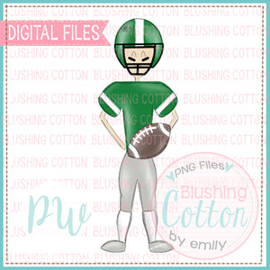 FOOTBALL PLAYER GREEN AND WHITE DESIGN   BCPW