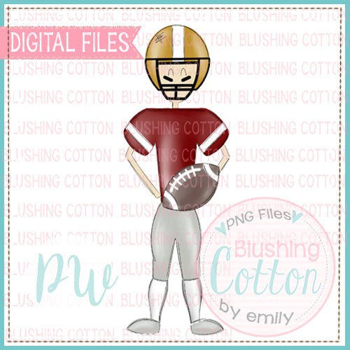 FOOTBALL PLAYER MAROON AND GOLD DESIGN   BCPW