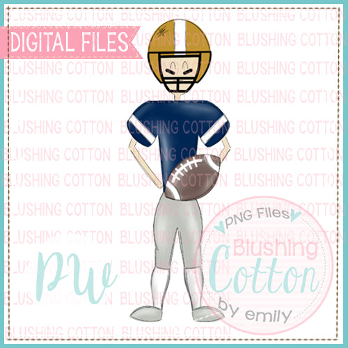 FOOTBALL PLAYER NAVY AND GOLD DESIGN   BCPW