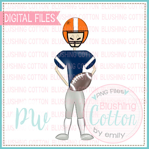 FOOTBALL PLAYER NAVY AND ORANGE   BCPW