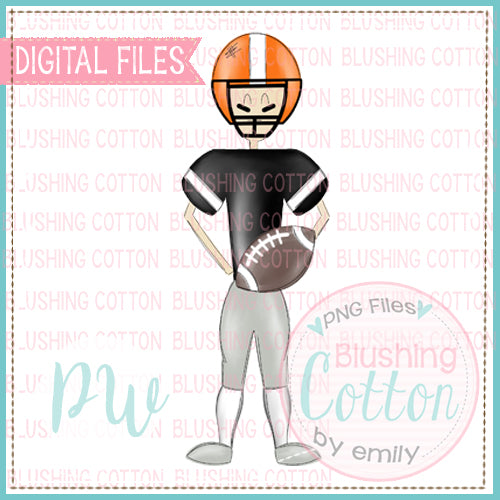 FOOTBALL PLAYER ORANGE AND BLACK DESIGN  BCPW