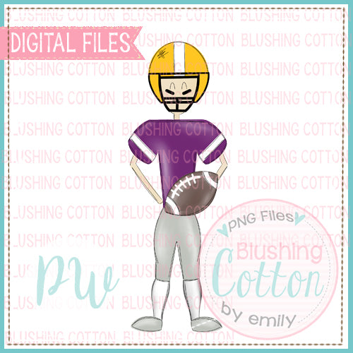 FOOTBALL PLAYER PURPLE AND YELLOW   BCPW