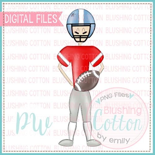 FOOTBALL PLAYER RED AND LIGHT BLUE DESIGN   BCPW