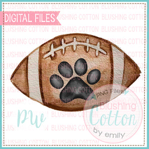 FOOTBALL WITH BLACK PAW PRINT DESIGN WATERCOLOR PNG BCPW