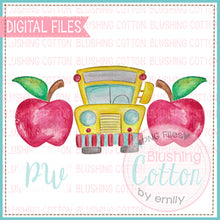 Load image into Gallery viewer, APPLE BUS TRIO WATERCOLOR PNG