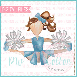 CHEERLEADER LIGHT BLUE AND WHITE WATERCOLOR PNG BCPW