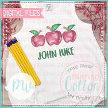 Load image into Gallery viewer, RED APPLE TRIO BACK TO SCHOOL WATERCOLOR PNG