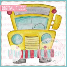 Load image into Gallery viewer, SCHOOL BUS BACK TO SCHOOL WATERCOLOR PNG