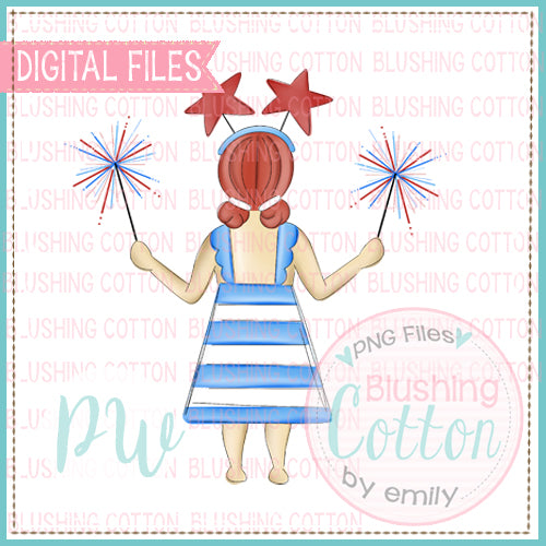 PATRIOTIC SPARKLER GIRL WITH RED HAIR DESIGN BCPW