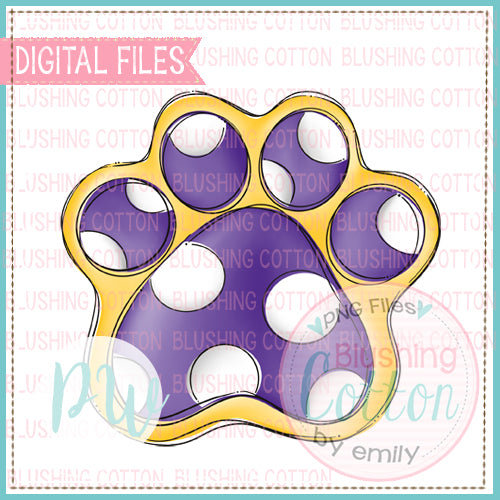 PAW PRINT PURPLE AND YELLOW DESIGN   BCPW