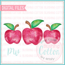 Load image into Gallery viewer, RED APPLE TRIO BACK TO SCHOOL WATERCOLOR PNG