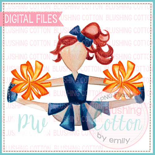 CHEERLEADER NAVY AND ORANGE WITH RED HAIR BCPW
