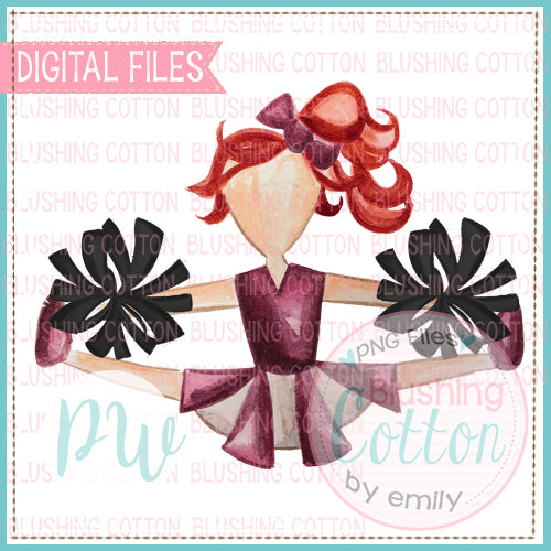 CHEERLEADER RED HAIR MAROON AND BLACK DESIGN   BCPW