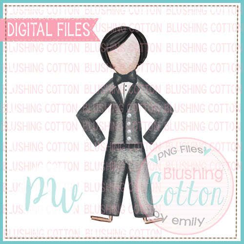 STICK FIGURE GROOM BLACK HAIR BCPW