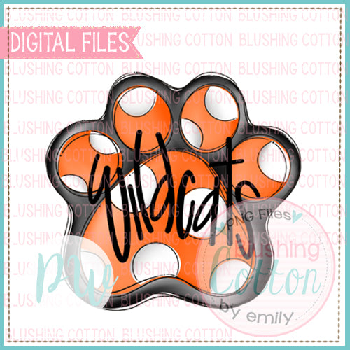 PAW PRINT WILDCATS ORANGE AND BLACK DESIGN   BCPW