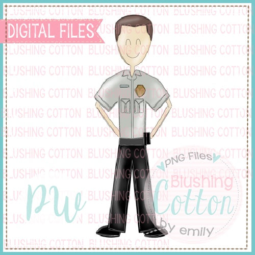 POLICEMAN OFFICER BROWN HAIR GREY AND BLACK UNIFORM DESIGN    BCPW