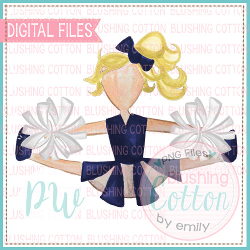 BLONDE HAIR CHEERLEADER NAVY AND WHITE BCPW