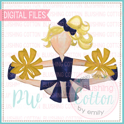 CHEERLEADER NAVY AND GOLD WITH BLONDE HAIR DESIGN BCPW