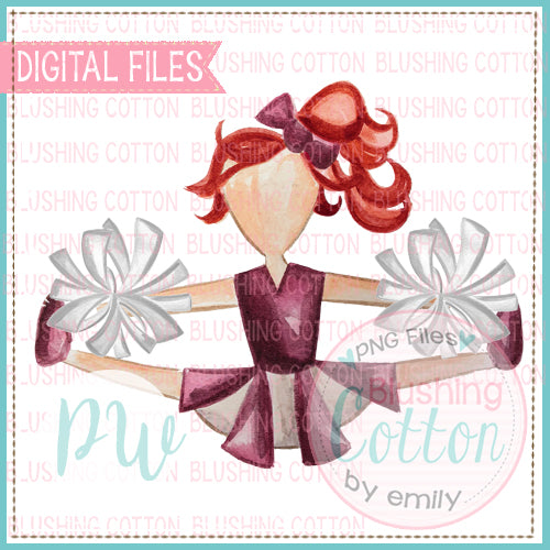 RED HAIR CHEERLEADER MAROON AND WHITE BCPW
