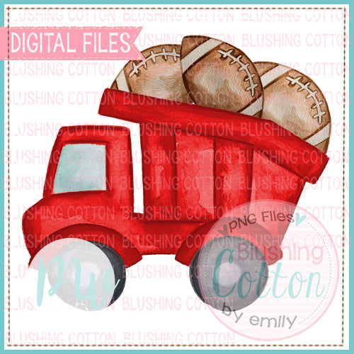 RED DUMPTRUCK WITH FOOTBALLS BCPW