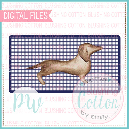 WEENIE DOG ON CHECKERED BACKGROUND NAVY BCPW
