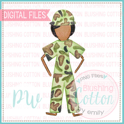 STICK FIGURE ADULT MALE MILITARY AFRICAN AMERICAN BCPW