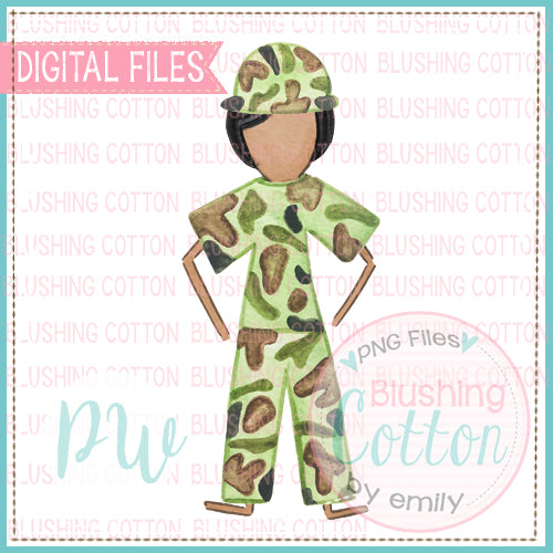 STICK FIGURE ADULT MALE MILITARY MEDIUM SKIN TONE BCPW
