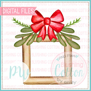 FRAME WITH RED BOW AND GREENERY BCPW