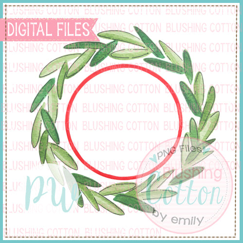 WREATH 2 WITH RED CIRCLE WATERCOLOR DESIGN BCPW