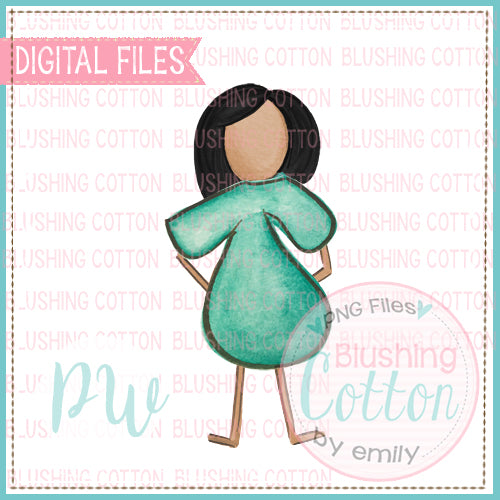 STICK FIGURE ADULT FEMALE MEDIUM SKIN TONE WATERCOLOR DESIGN BCPW