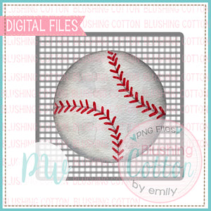 BASEBALL WITH GRAY CHECKERED BACKGROUND WATERCOLOR DESIGN BCPW
