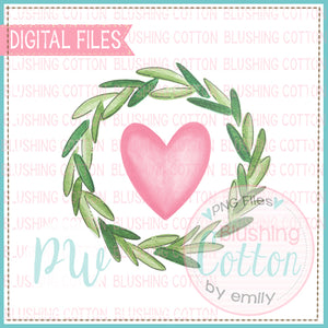 WREATH 2 WITH PINK HEART WATERCOLOR DESIGN BCPW