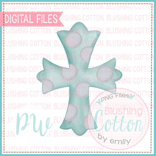 CROSS BABY BLUE POLKA DOT WATERCOLOR DESIGN BCPW