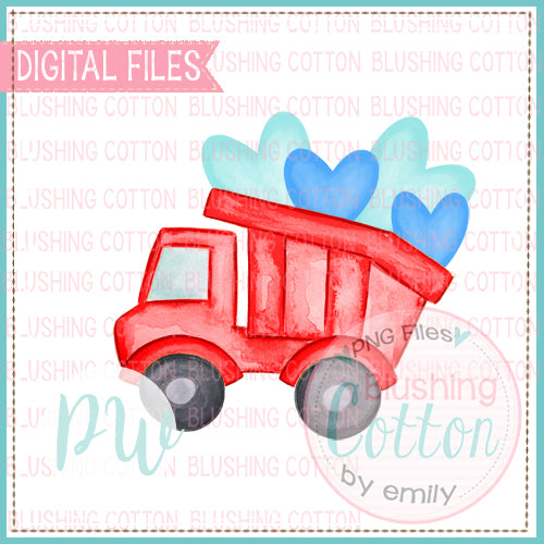 DUMP TRUCK WITH HEARTS WATERCOLOR DESIGN BCPW