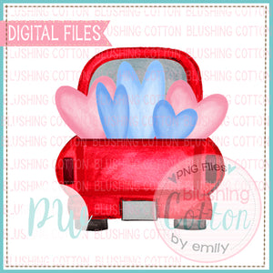 TRUCK BACK RED WITH HEARTS WATERCOLOR DESIGN BCPW