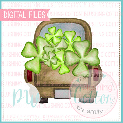 TRUCK BROWN WITH CLOVERS WATERCOLOR DESIGN BCPW