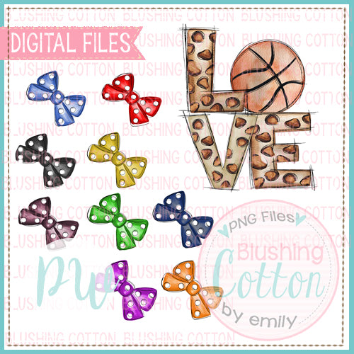 LOVE LEOPARD BASKETBALL WITH BOW ADDONS WATERCOLOR DESIGNS BCPW