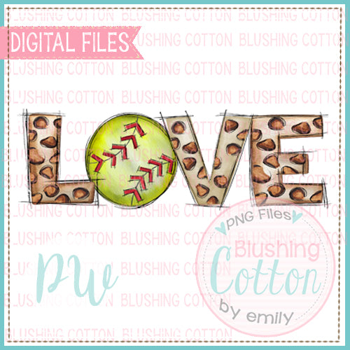 LOVE LEOPARD WITH SOFTBALL WATERCOLOR DESIGN BCPW