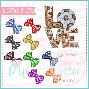 LOVE LEOPARD WITH SOCCER BALL WITH ADD ON BOWS WATERCOLOR DESIGN BUNDLE BCPW