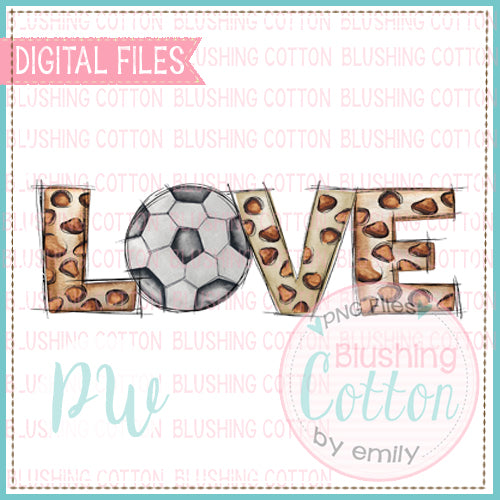 LOVE LEOPARD WITH SOCCER BALL WATERCOLOR DESIGN BCPW