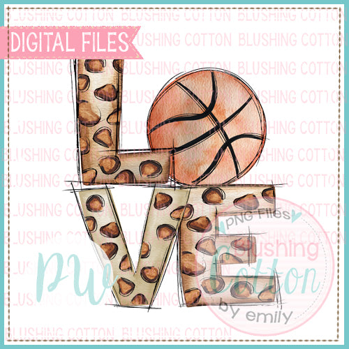 LOVE LEOPARD WITH BASKETBALL WATERCOLOR DESIGN BCPW
