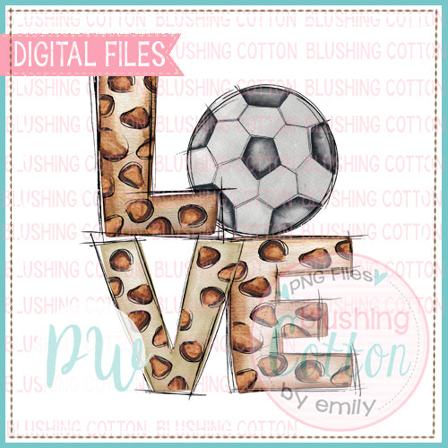 LOVE LEOPARD WITH SOCCER BALL WATERCOLOR DESIGN BCPW